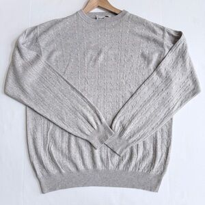 I Levrieri  Italy Made Gray Cashmere & Silk  Blend Cable Knitted Sweater Size XL